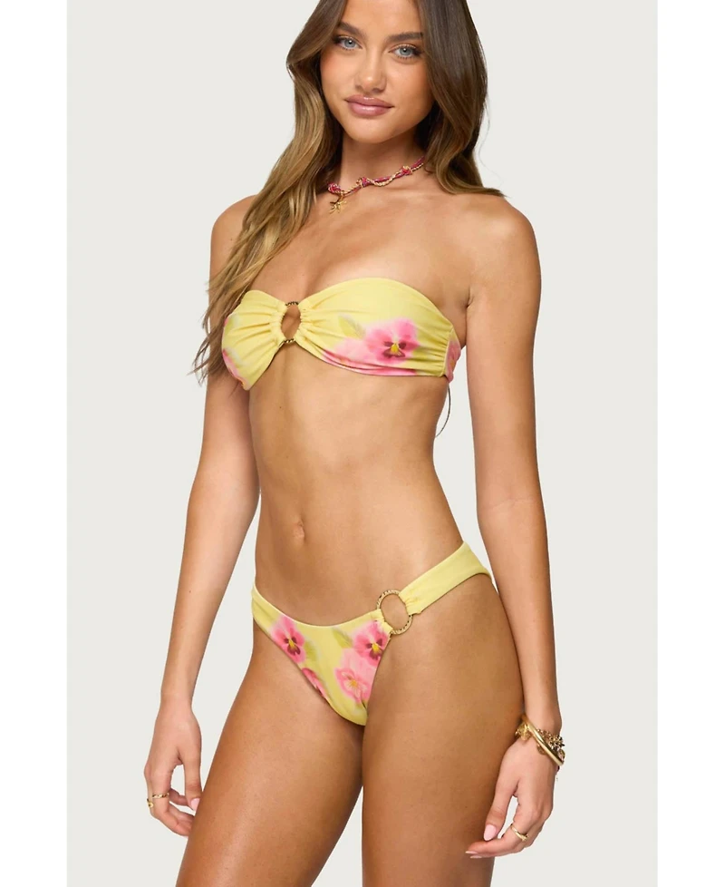 Edikted Womens Miley Floral Bandeau Bikini Top