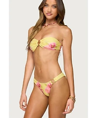 Edikted Womens Miley Floral Bandeau Bikini Top