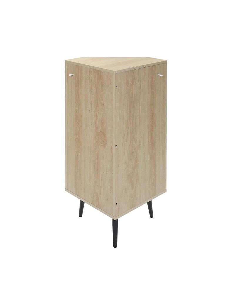 Freestanding Corner Cabinet with Rattan door