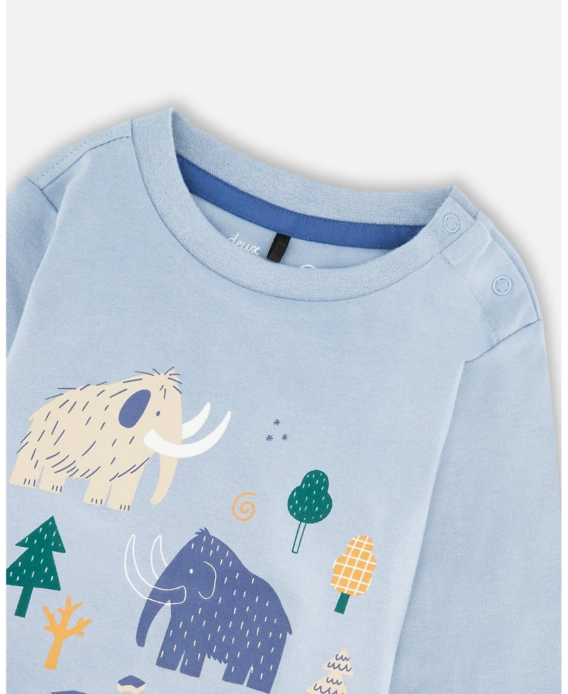 Deux par Baby Boys Cotton Jersey Two-Piece Top and Pant Set Blue