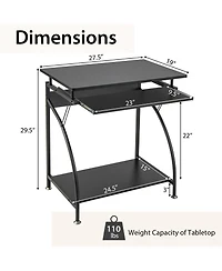 Mecale 27.5 Inch Laptop Table Computer Desk for Small Spaces with Pull-out Keyboard Tray