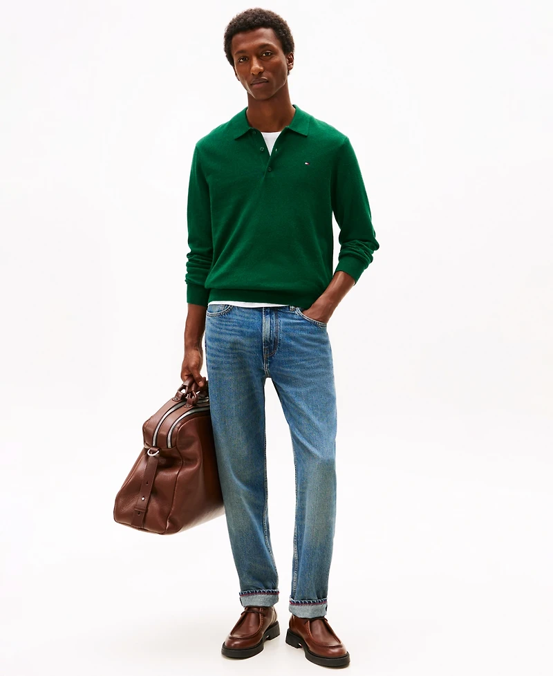 Tommy Hilfiger Men's Long-Sleeve Polo Cotton Cashmere Sweater