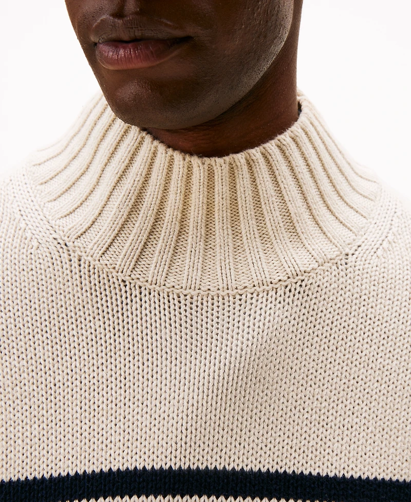 Tommy Hilfiger Men's Breton Stripe Mockneck Sweater