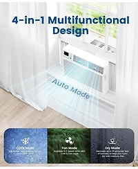 Cowsar 10000BTUs Window Air Conditioner, Window Ac Unit Cooling up to 450sq.ft, 4 Modes and 3 Fan Speeds, 24H Timer, Remote Control, Quiet Operation,