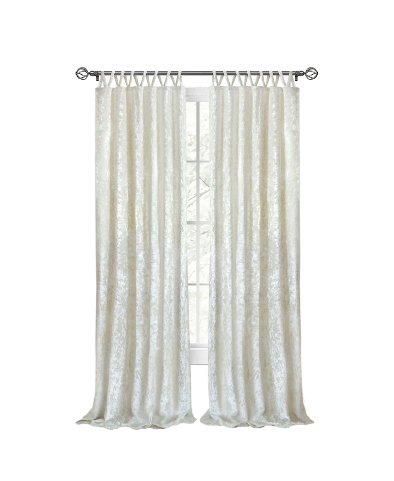 Kate Aurora Park Avenue 2 Piece Criss-Cross Tab Top Velvet Window Curtain Panels - in