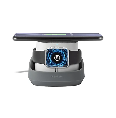 Ventev 10W Wireless Watchdock Duo Charging Pad and Apple Watch Charger-Gray