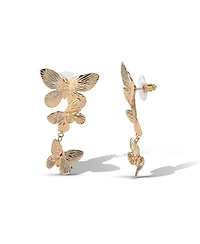 Jessica Simpson Cluster Butterfly Drop Earrings in Gold-Tone