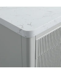 Casainc Fully Assembled 36" Freestanding Single Sink Bathroom Vanity with 2 Handle Sets and Engineered Marble Top