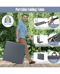 Akiudex 6 ft portable folding table 350 lbs fold-in-half table with hdpe tabletop
