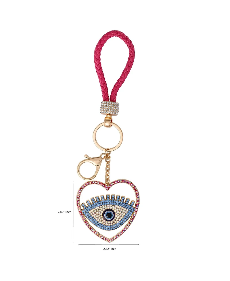 Jessica Simpson Evil Eye Heart Keychain with Pink Strap