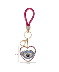 Jessica Simpson Evil Eye Heart Keychain with Pink Strap