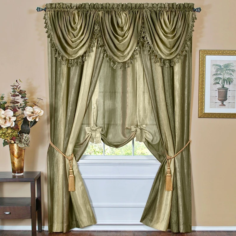 GoodGram Ombre Crushed Satin Sheer Single Window Curtains & Valances - 50 in. W x 63 L Tie Up Shade