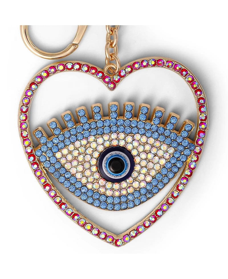 Jessica Simpson Evil Eye Heart Keychain with Pink Strap