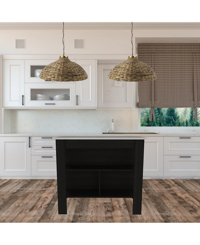 Slickblue Modern Kitchen Island with Storage Shelves and Drawer for Meal Prep and Organization