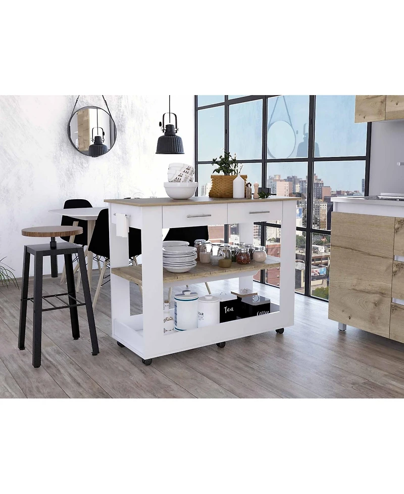 Slickblue Rolling Kitchen Island with Drawer, Storage Shelves, and Smooth-Glide Casters