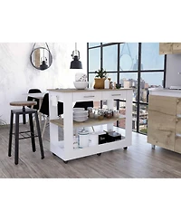 Slickblue Rolling Kitchen Island with Drawer, Storage Shelves, and Smooth-Glide Casters