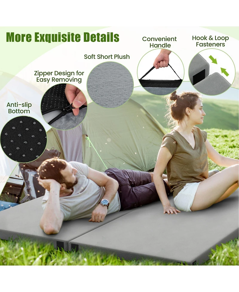 Akiudex foldable camping mattress with high density foam cushion and anti-slip bottom