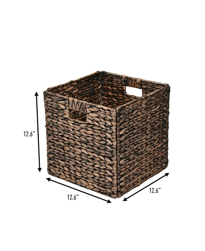 Happimess Bryce Classic Farmhouse Hand-Woven Hyacinth Collapsible Storage Cube Baskets with Handles (Set of 5