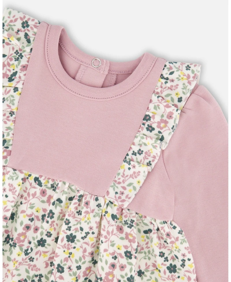 Deux par Baby Girl Cotton Bi-Material Tunic and Leggings Set Neutral Purple