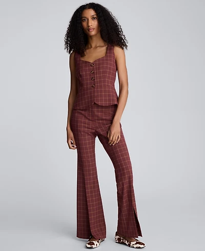 Kenneth Cole Women's Plaid Sleeveless Peplum Vest