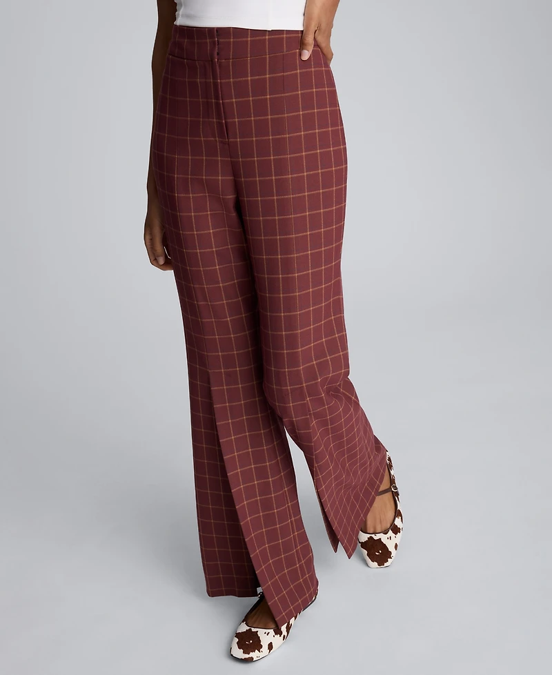 Kenneth Cole Women's Plaid High-Rise Pants
