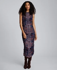 Kenneth Cole Women's Printed Ruched Midi Dress