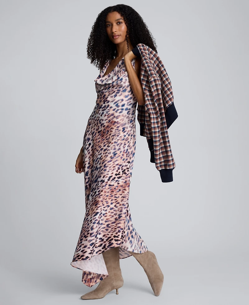Kenneth Cole Women's Animal Print Asymmetric Midi Dress