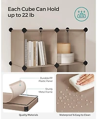 Songmics Home Modular Storage Set – Rustic Brown 16-Cube Shelf & 6-Cube Organizer, Customizable for Books, Clothes, and More