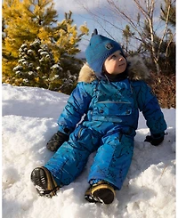 Deux par Baby Boy One-Piece Play Snowsuit Designed for Car Seat Blue Gradient Dinosaur Print - Baby|Toddler