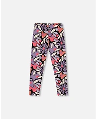 Deux par Toddler Girls Stretch Jersey Leggings Black Retro Flower Print - Toddler|Child