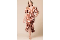 Kiyonna Plus Alexandra Ruffle Faux Wrap Gown