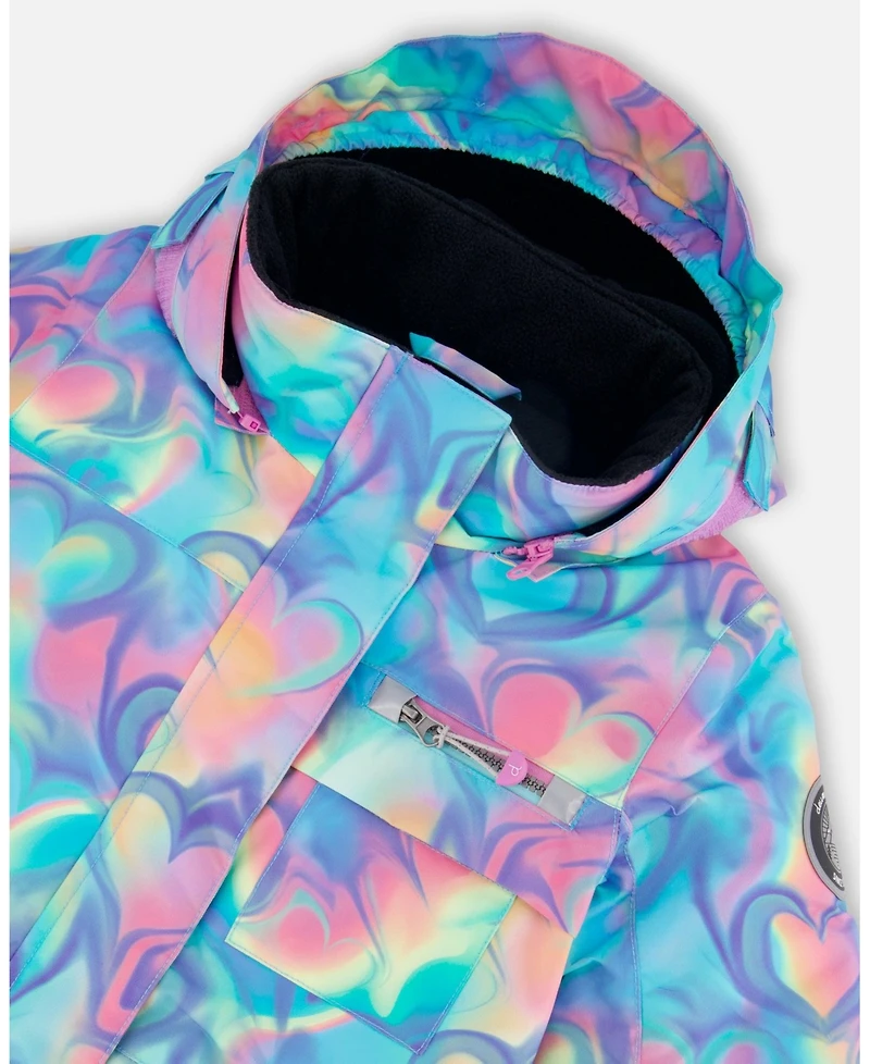 Deux par Girl One-Piece Play Snowsuit Rainbow Heart Print - Child