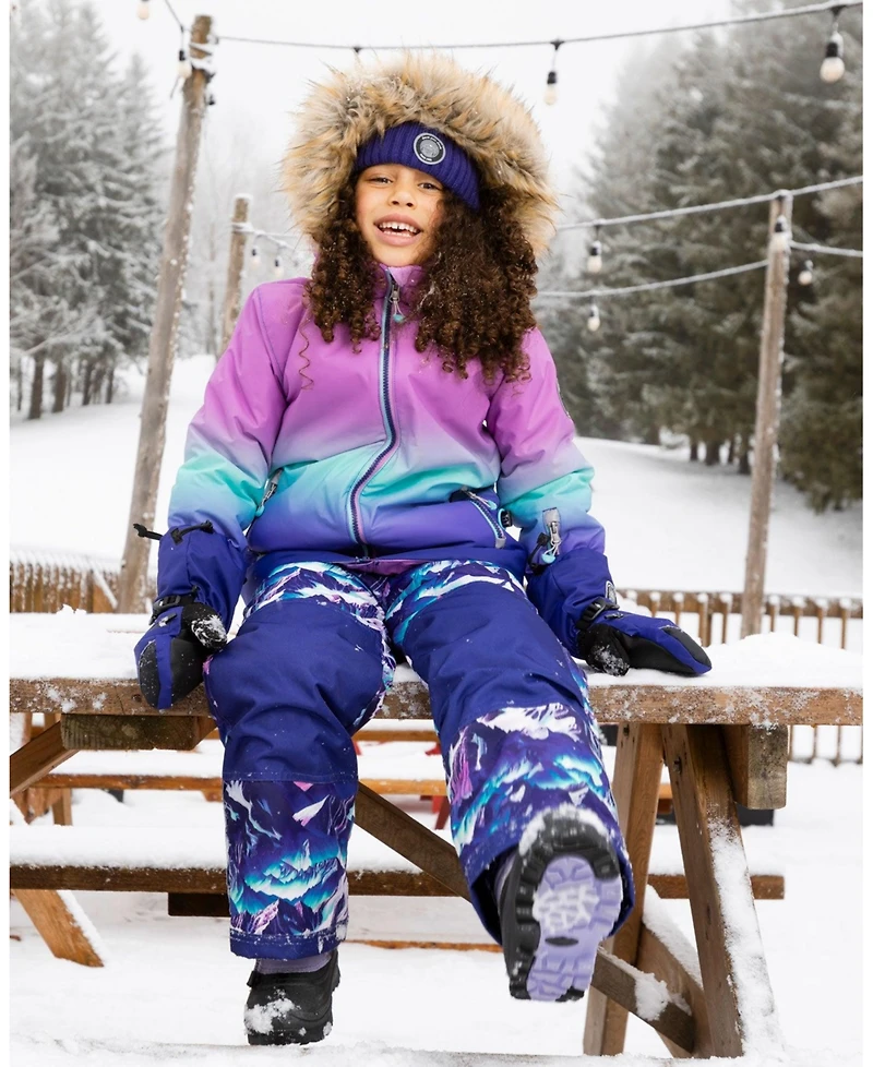 Deux par Girl Two-Piece Play Snowsuit Purple Mountain Print