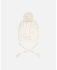Deux par Kids Unisex Lined Winter Hat with Pompom Off-White - Toddler|Child