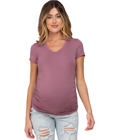 Pinkblush Maternity Dark Mauve Basic Short Sleeve Fitted Top