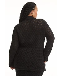 June + Vie Women's Crochet Button Down Shirt