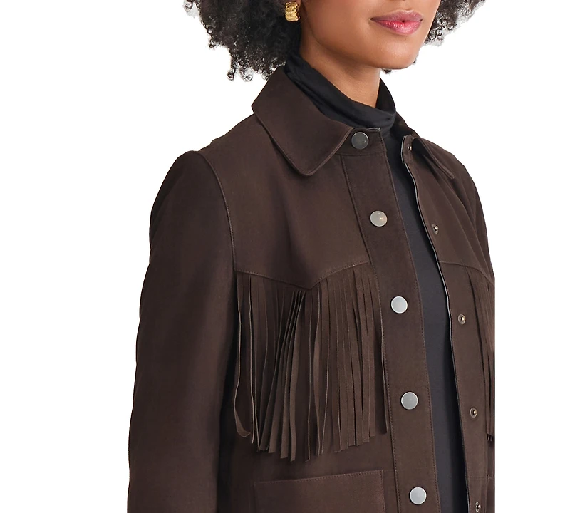 Jones New York Women's Fringe Patch Long Sleeve Jacket