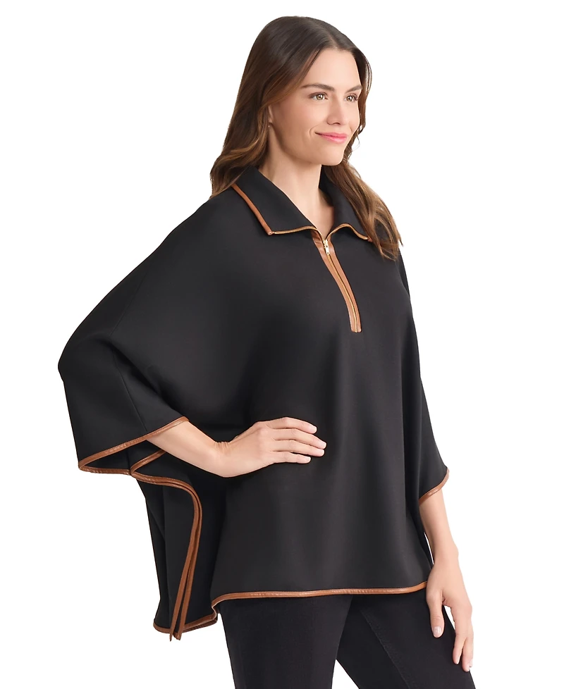 Jones New York Women's Quarter Zipper Dakota V-Neck Poncho Jacket