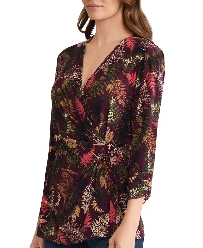 Jones New York Women's Long Sleeve D-Ring Closure Wrap Top