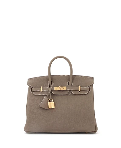Pre-Owned Hermes Birkin 25 Handbag Grey Togo with Gold Hardware