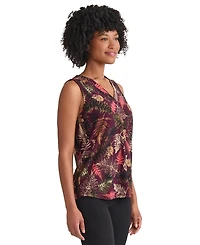 Jones New York Women's Sleeveless V-Neck Pleat Front Top
