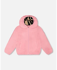 Deux par Baby Girl Reversible Mid-Season Sherpa Jacket Zebra
