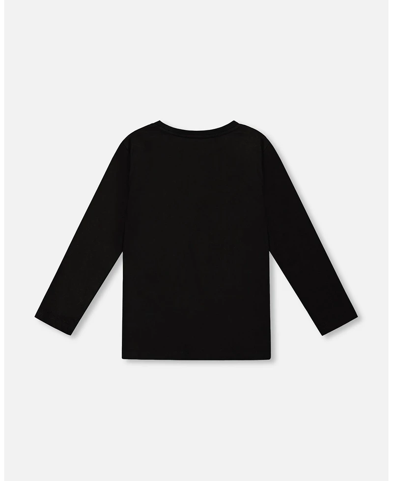 Deux par Boy Long Sleeve Jersey Tee Shirt with Dinosaur