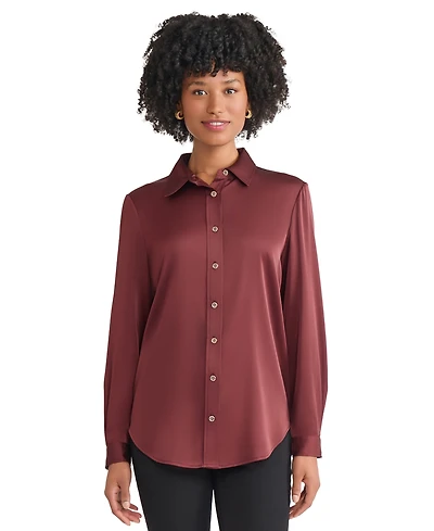 Jones New York Women's Collared Long Sleeve Top