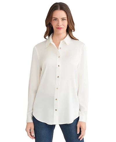 Jones New York Women's Collared Long Sleeve Top