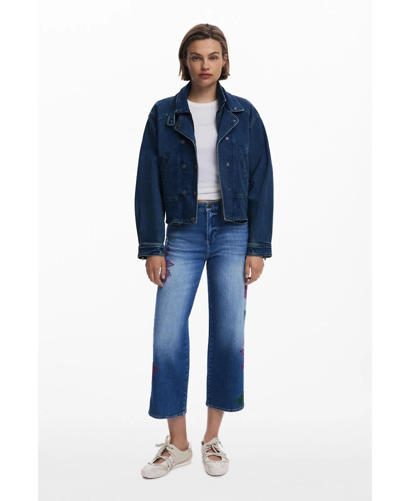 Desigual Women's Embroidered culotte jeans