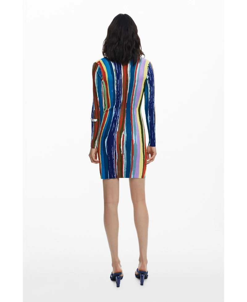 Desigual Women's Ribbed dress with colored stripes
