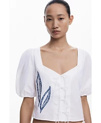 Desigual Women's Embroidered puff-sleeve blouse