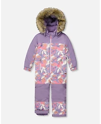 Deux par Toddler Girls One-Piece Discover Snowsuit Lilac Retro Flower Print - Toddler|Child