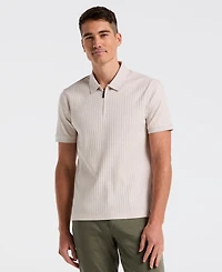 Perry Ellis Men's Slim-Fit Ribbed Zip Polo Shirt